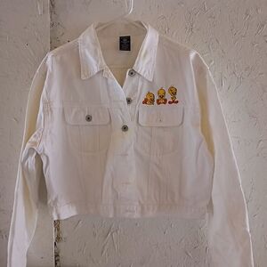 Warner Bros. White Jean Jacket with Tweety Embroidery